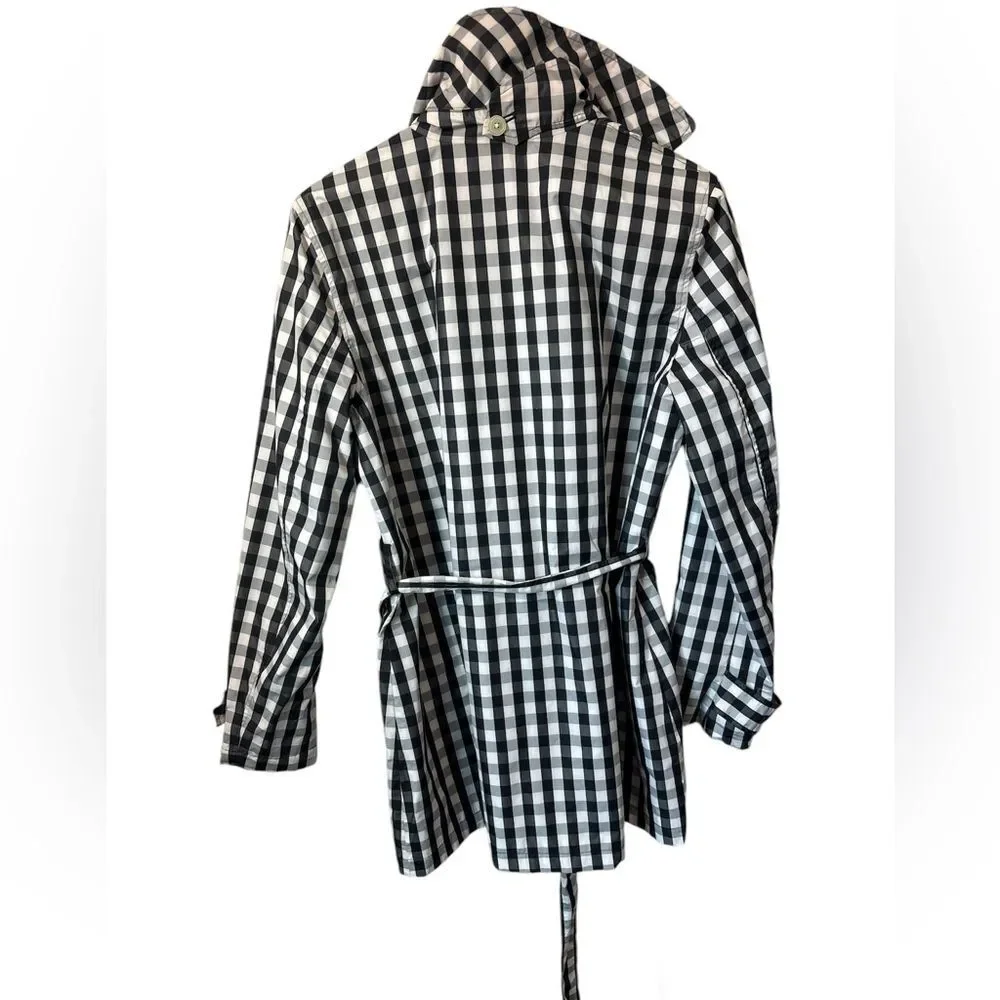 Chaps black white buffalo plaid checked patterned short trench Large staple